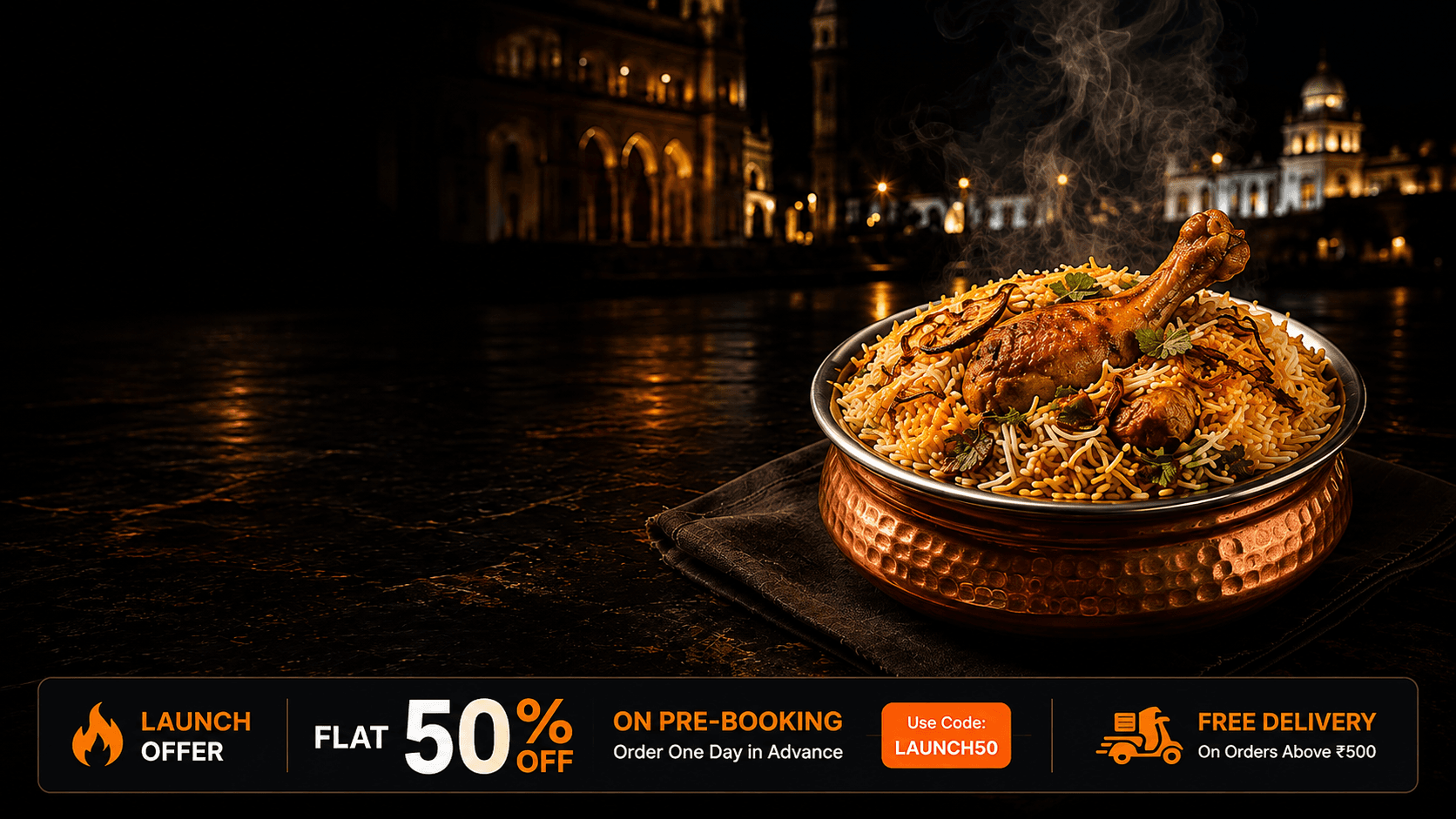 Lucknowi Biryani hero background
