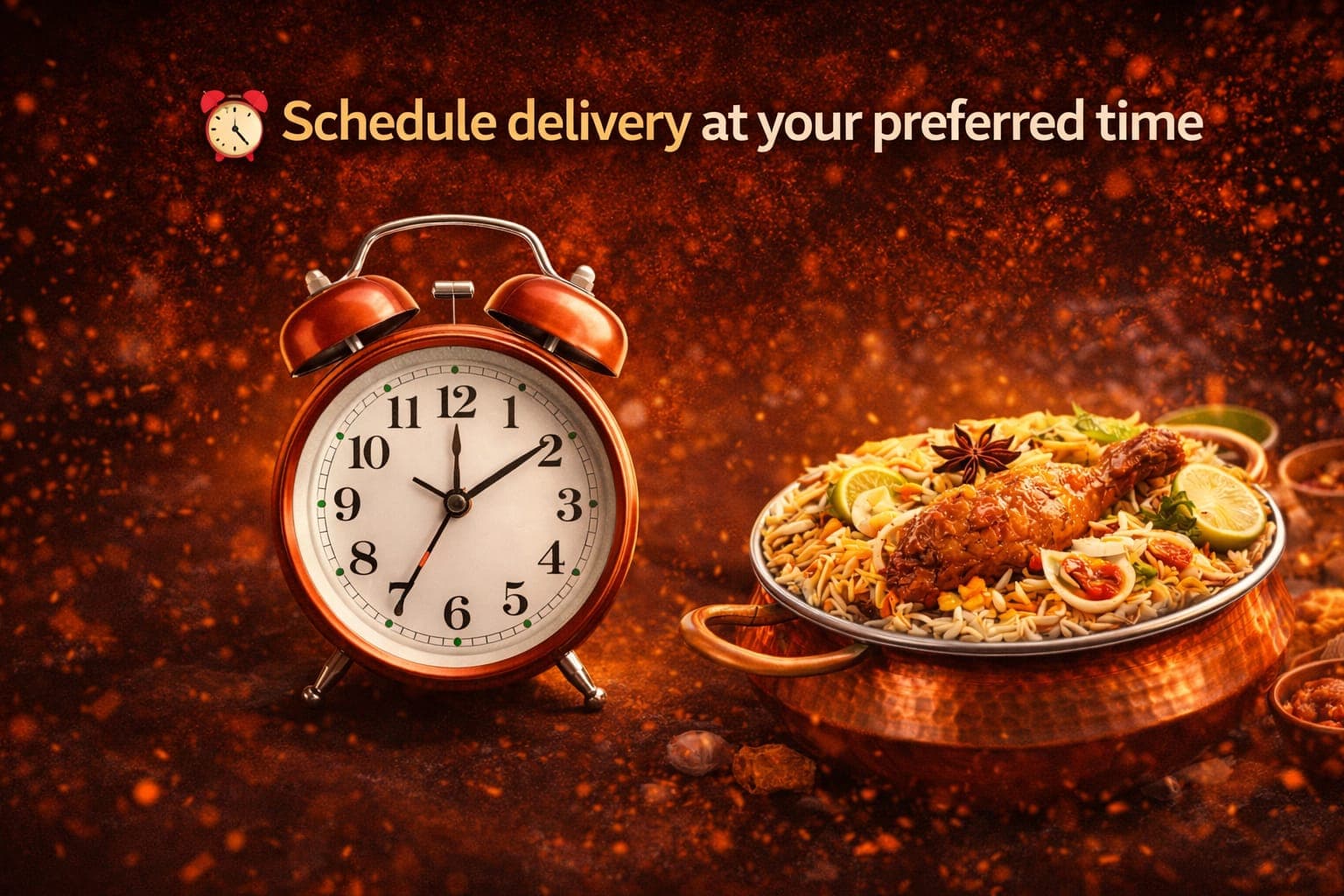 Freshly cooked Lucknowi Biryani